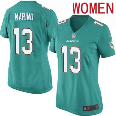 Women Miami Dolphins #13 Dan Marino Nike Green Game NFL Jersey->women nfl jersey->Women Jersey